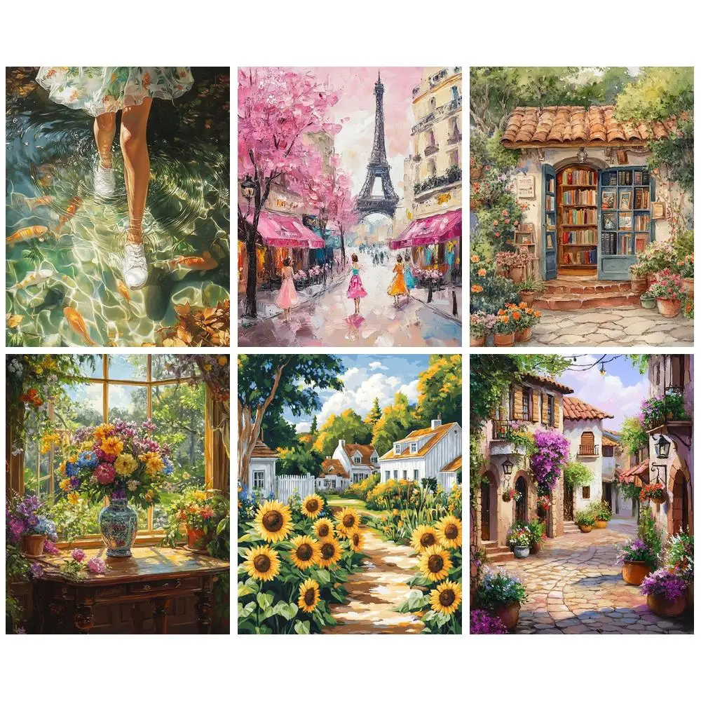 CHENISTORY Oil Painting By Number House Landscape Drawing On Canvas Wall Art Hand Painted Picture By Numbers Home Decoration
CHENISTORY Oil Painting By Number House Landscape Drawing On Canvas Wall Art Hand Painted Picture By Numbers Home Decoration