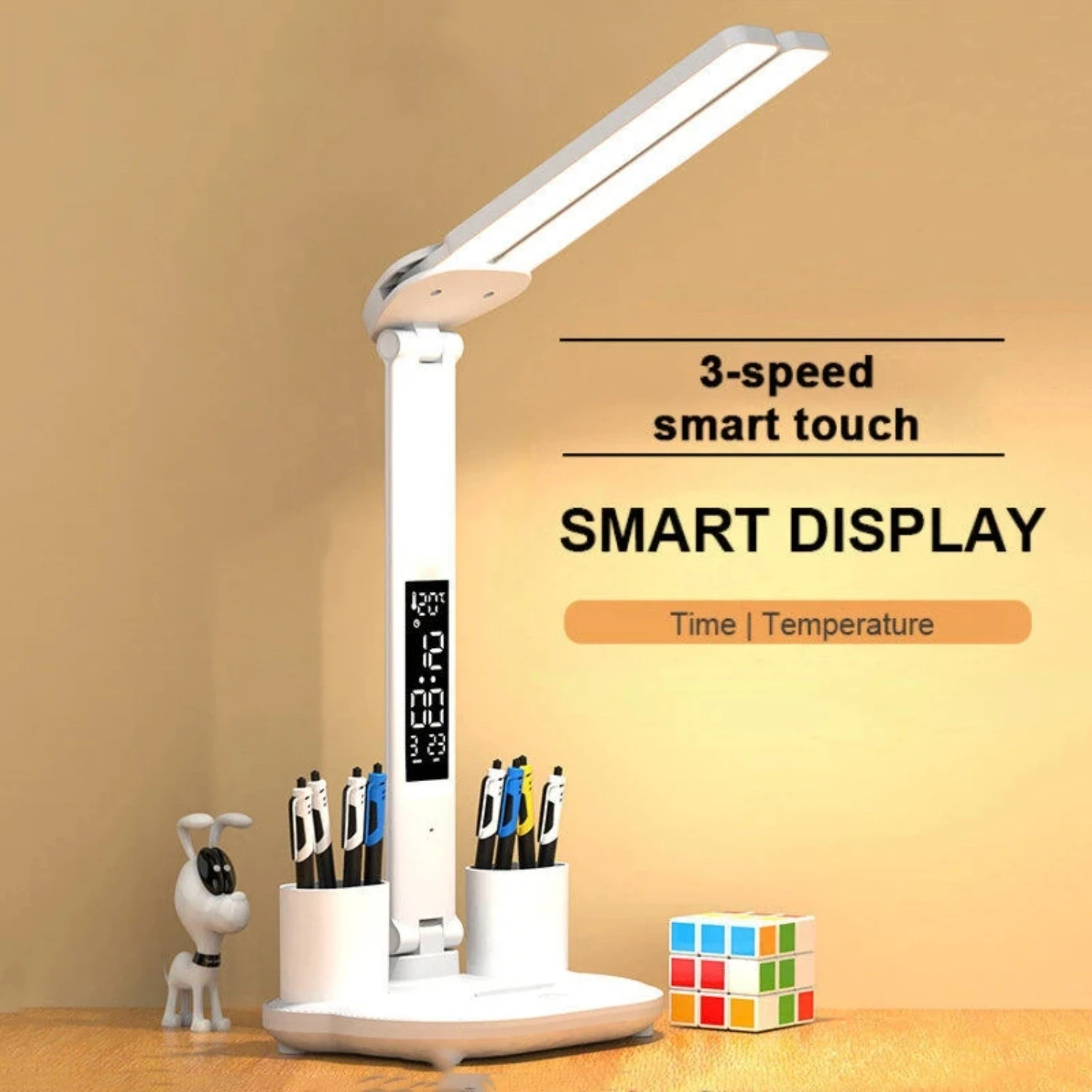 LED Clock Table Lamp USB Chargeable Dimmable Desk Lamp 2 Heads 180 Rotate Foldable Eye Protection Reading Night Light
LED Clock Table Lamp USB Chargeable Dimmable Desk Lamp 2 Heads 180 Rotate Foldable Eye Protection Reading Night Light