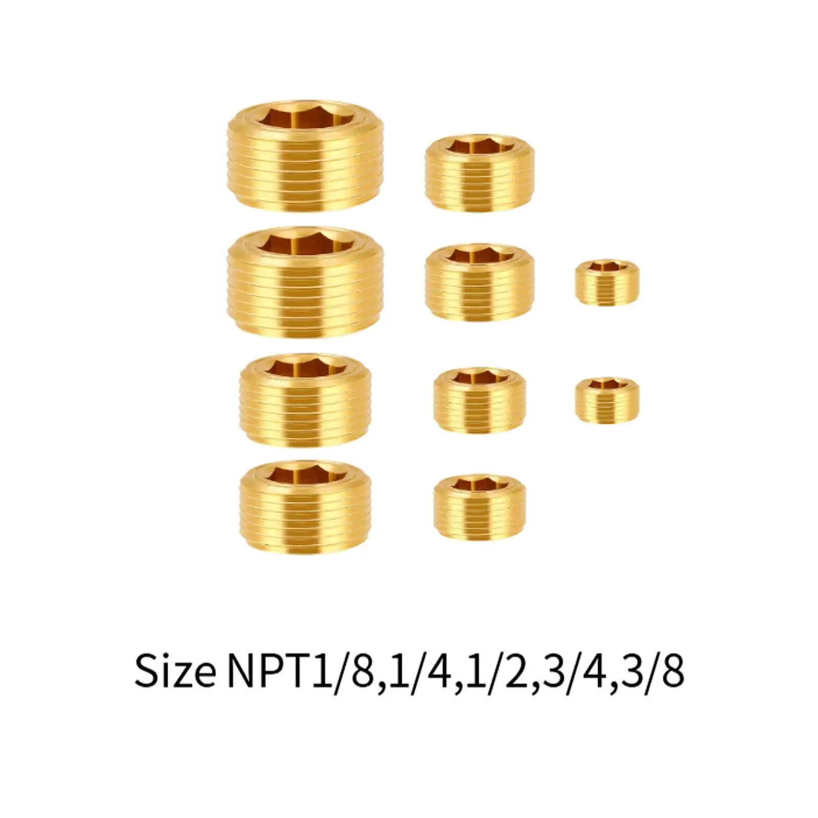 10x Brass NPT Plug Assortment Kit Male Thread Pipe Plug Set Oil Tank Brass Pipe Fittings for Prevent Leakage Water Gas Oil
10x Brass NPT Plug Assortment Kit Male Thread Pipe Plug Set Oil Tank Brass Pipe Fittings for Prevent Leakage Water Gas Oil
