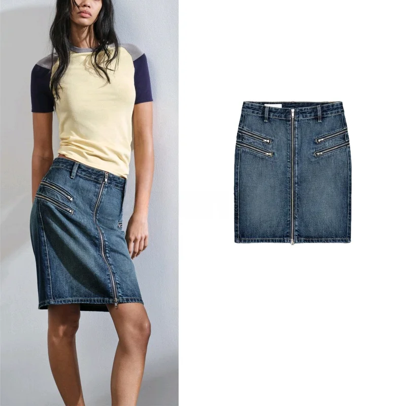 Summer New Women's Commuter Style mid Waist Casual Zipper Denim Midi Skirt Short Length Standard A-Line Polyester Fiber
Summer New Women's Commuter Style mid Waist Casual Zipper Denim Midi Skirt Short Length Standard A-Line Polyester Fiber