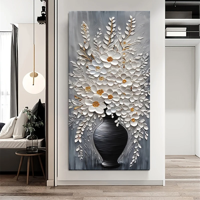 White Flowers Print Canvas Painting Blooming Flowers Gray Blue Modern Abstract Art Painting Flower Vase Wall arts Posters Suitab 
White Flowers Print Canvas Painting Blooming Flowers Gray Blue Modern Abstract Art Painting Flower Vase Wall arts Posters Suitab