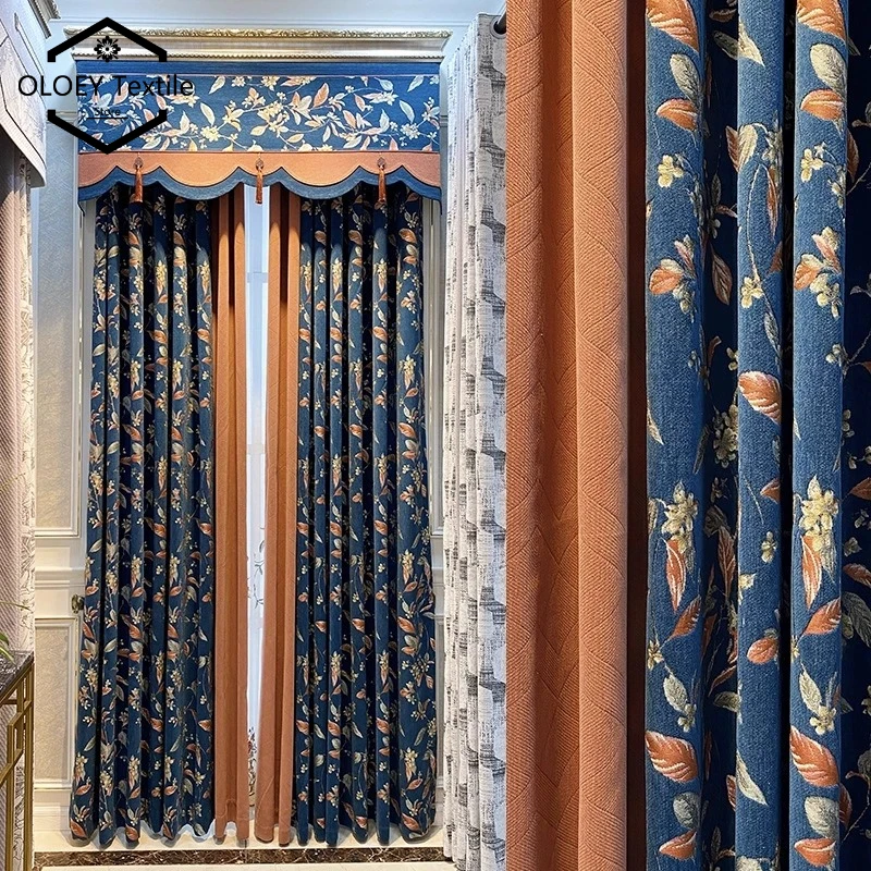American Floral Blue Chenille Jacquard Curtains for Living Room Bedroom Blackout Thermal Insulation Retro Curtains Custom Tulle
American Floral Blue Chenille Jacquard Curtains for Living Room Bedroom Blackout Thermal Insulation Retro Curtains Custom Tulle