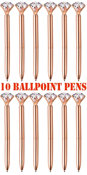 10Pcs Diamond Pens Crystal Ballpoint Pens with Diamond on Top Metal Ballpoint Pens Black Ink Writing Pen for Girls Women
10Pcs Diamond Pens Crystal Ballpoint Pens with Diamond on Top Metal Ballpoint Pens Black Ink Writing Pen for Girls Women