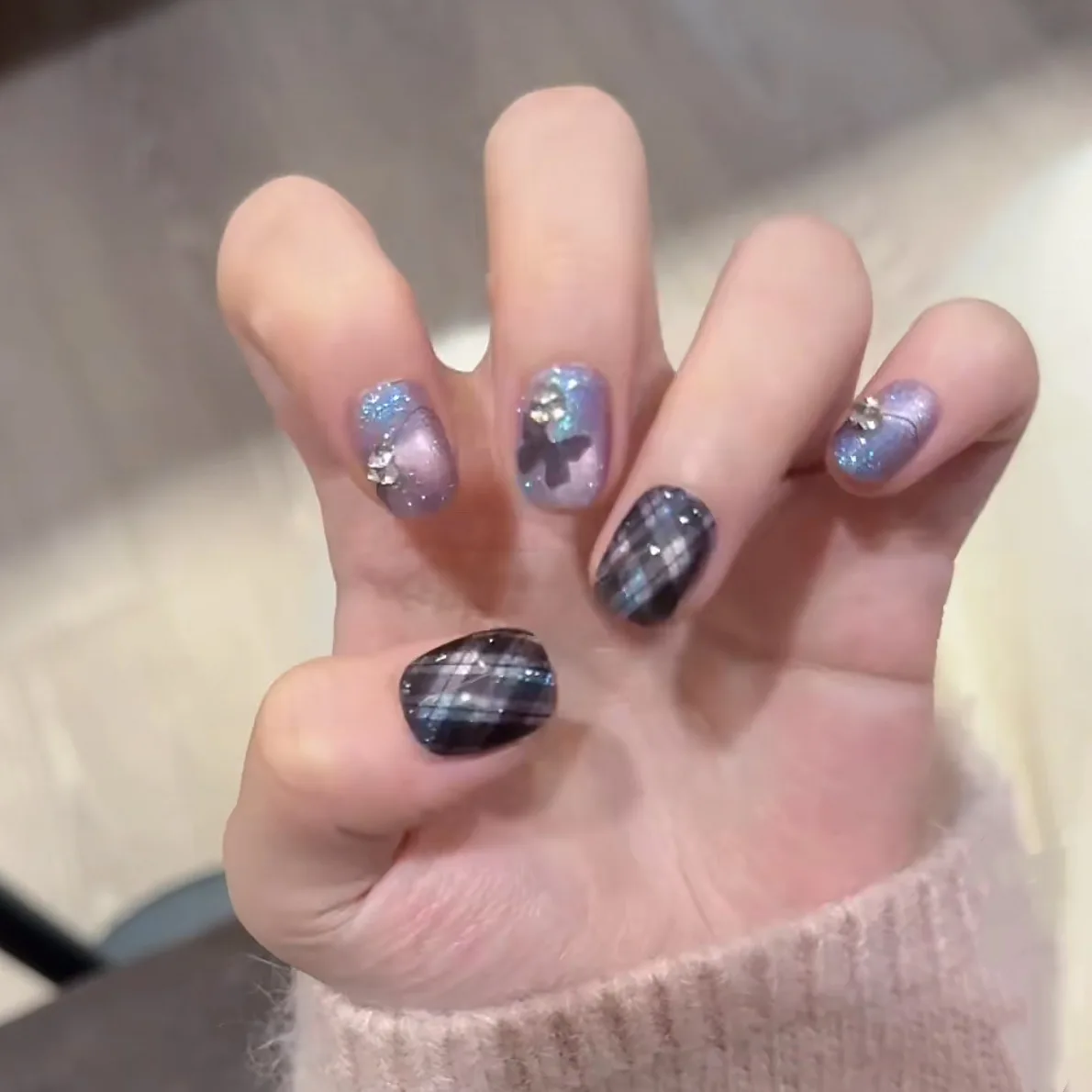 Sweet-Cool Press-On Nails - Purple Checkerboard, Butterfly Glitter & 3D Gems, Gradient for Office, Brightening
Sweet-Cool Press-On Nails - Purple Checkerboard, Butterfly Glitter & 3D Gems, Gradient for Office, Brightening