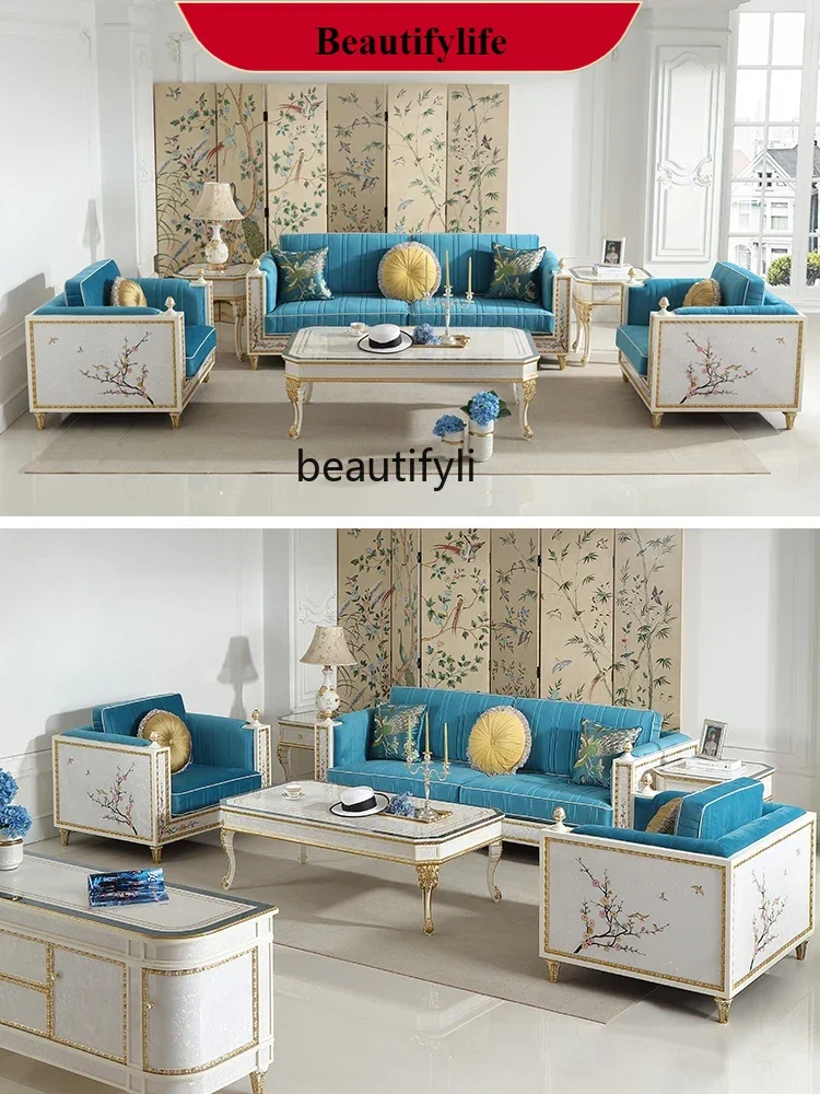 S132 New style Blue Fabric Sofa Combination Solid Wood Hand-Painted European Living Room Furniture ss 7304 
S132 New style Blue Fabric Sofa Combination Solid Wood Hand-Painted European Living Room Furniture ss 7304