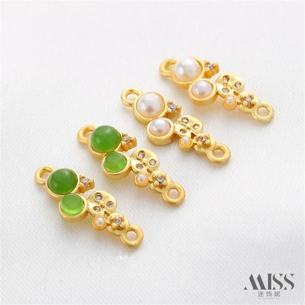 18K Gold Bag Color Matte Gold Inlaid Zircon Pearl Double Hanging Link Pendant DIY Handmade Bracelet Necklace Accessories
18K Gold Bag Color Matte Gold Inlaid Zircon Pearl Double Hanging Link Pendant DIY Handmade Bracelet Necklace Accessories
