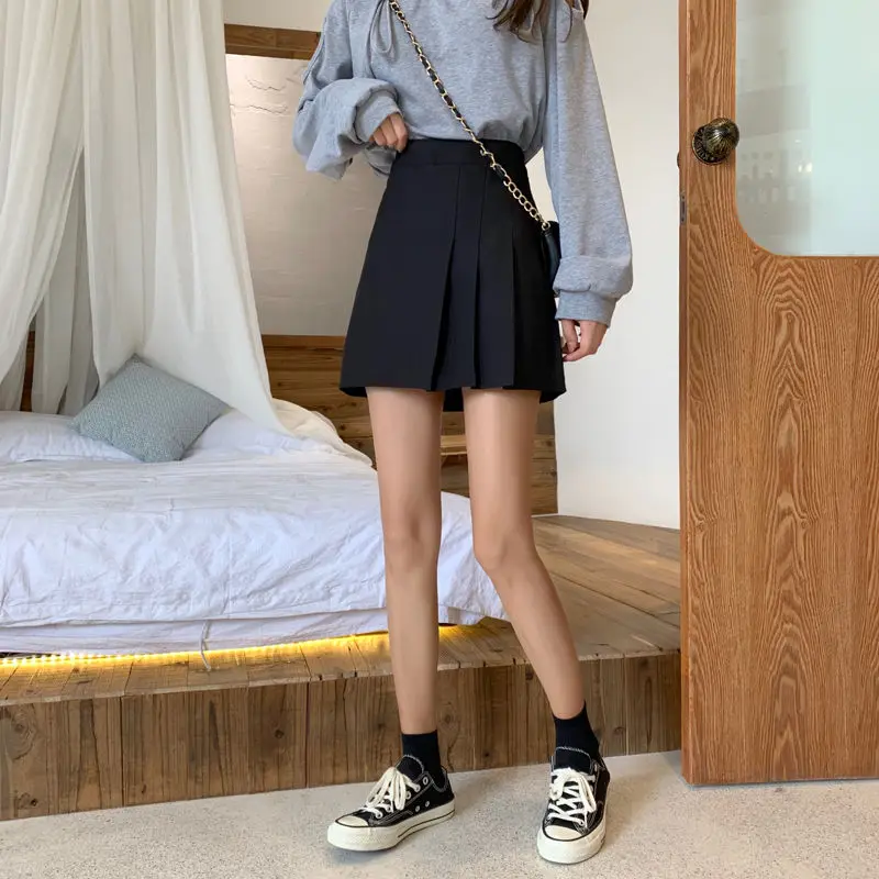 Мини-плиссированные юбки женские трапециевидной формы с высокой талией однотонный дизайн универсальный японский стиль Ulzzang модные студенческие шикарные сексуальные тонкие Ins
Мини-плиссированные юбки женские трапециевидной формы с высокой талией однотонный дизайн универсальный японский стиль Ulzzang модные студенческие шикарные сексуальные тонкие Ins