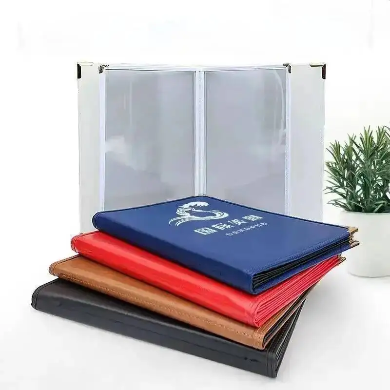 A4 Customized 8.5x11 Inch 8 Pages 16 Views Restaurant Wine Bar Food Menu Book Cover Folder Menu Paper Sign Holder Cover
A4 Customized 8.5x11 Inch 8 Pages 16 Views Restaurant Wine Bar Food Menu Book Cover Folder Menu Paper Sign Holder Cover