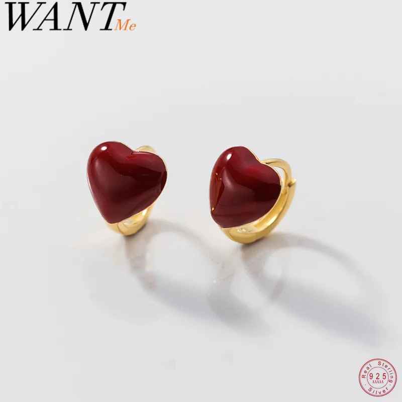 WANTME 925 Sterling Silver Red Fine Enamel Heart Huggies Hoop Earrings for Women Fashion French INS Statement Jewelry Ear Buckle
WANTME 925 Sterling Silver Red Fine Enamel Heart Huggies Hoop Earrings for Women Fashion French INS Statement Jewelry Ear Buckle