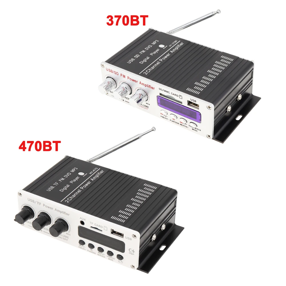 370BT / 470BT 2CH Car Audio High Power Amplifier FM Radio Player Support SD / USB / DVD / MP3 with Remote Control 2 x 20W Power
370BT / 470BT 2CH Car Audio High Power Amplifier FM Radio Player Support SD / USB / DVD / MP3 with Remote Control 2 x 20W Power