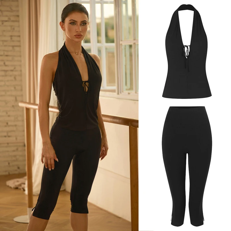Women Tango Latin Dance Training Suit Sexy Halter Latin Top Yoga Pants Costume Adults Rumba Ballroom Dance Clothing SL15803
Women Tango Latin Dance Training Suit Sexy Halter Latin Top Yoga Pants Costume Adults Rumba Ballroom Dance Clothing SL15803