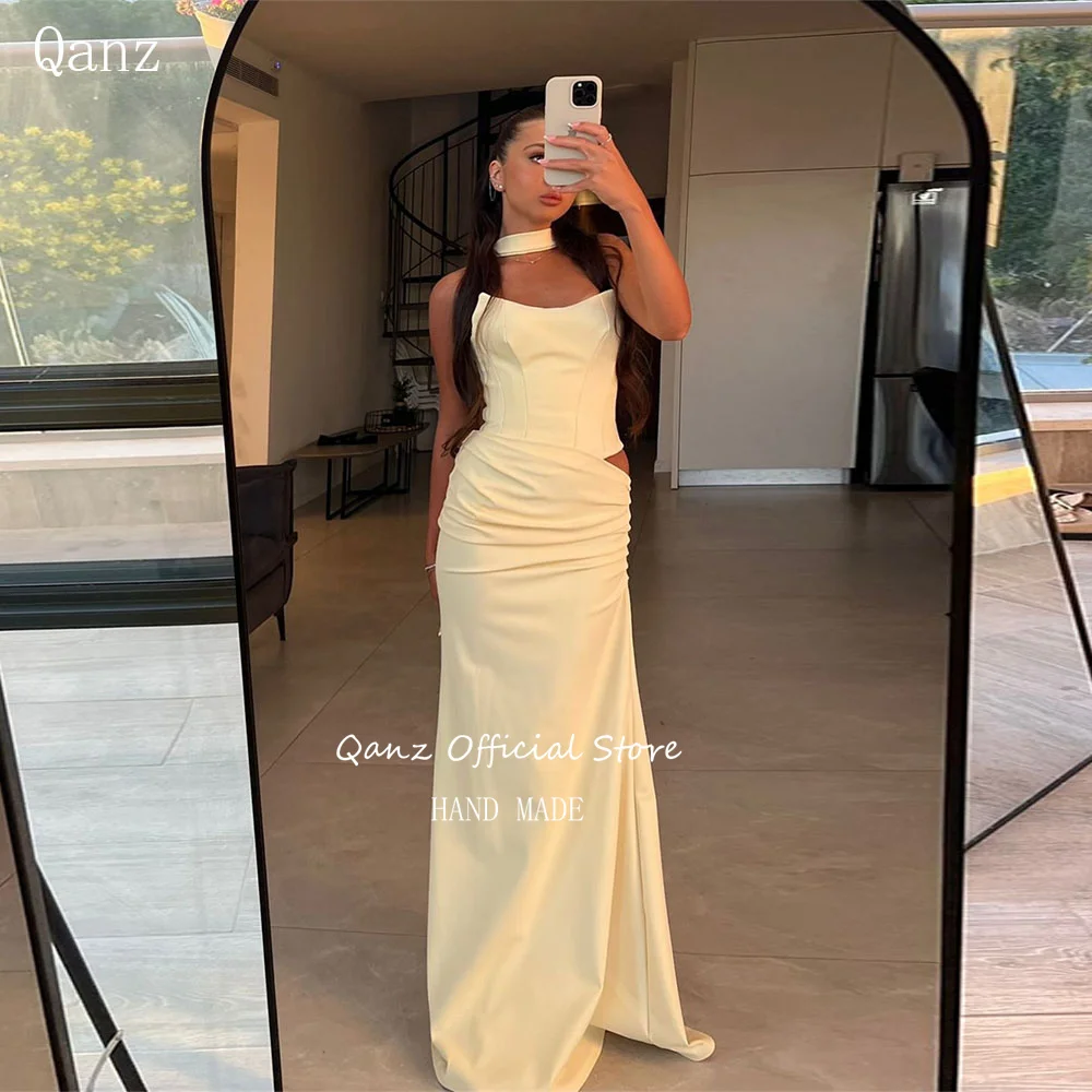Qanz Banana Yellow Evening Dresses Mermaid Satin Formal Prom Dress Ribbons Pleat Long Vestidos De Fiesta Elegantes Customized
Qanz Banana Yellow Evening Dresses Mermaid Satin Formal Prom Dress Ribbons Pleat Long Vestidos De Fiesta Elegantes Customized
