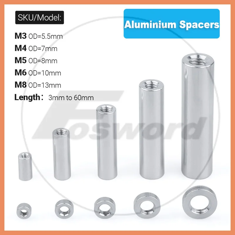 10PCS M3 M4 M5 M6 M8 Aluminum Threaded Round Spacers Flat Washer Bushing Gasket Spacer Sleeve Standoffs Length 3mm to 60mm
10PCS M3 M4 M5 M6 M8 Aluminum Threaded Round Spacers Flat Washer Bushing Gasket Spacer Sleeve Standoffs Length 3mm to 60mm