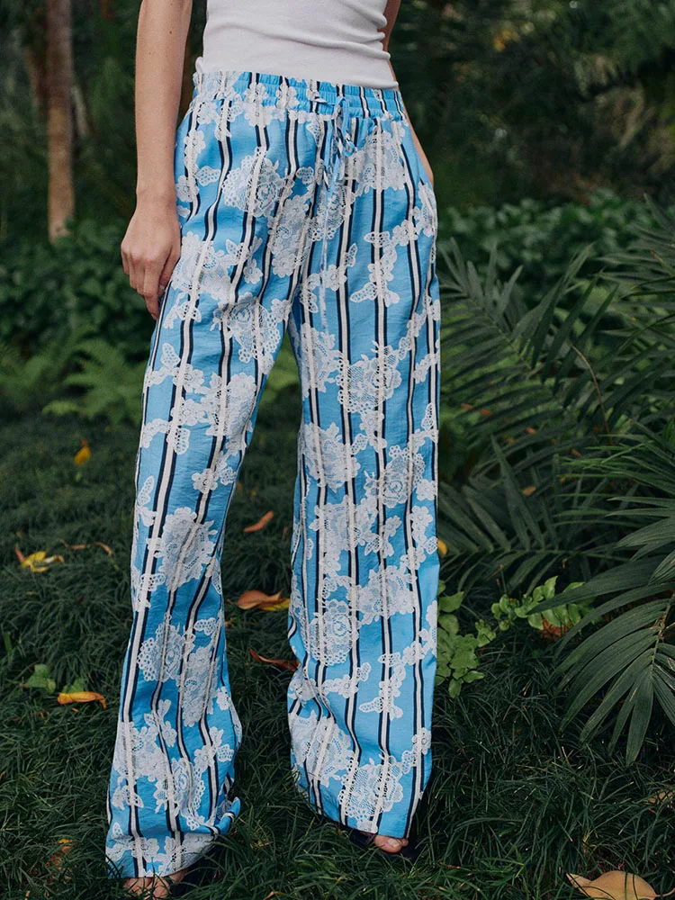 High Waist Loose Fit Striped Print Elastic Waist Spring Summer New Arrival Women's Trousers Chinese Style Wide Leg Pants
High Waist Loose Fit Striped Print Elastic Waist Spring Summer New Arrival Women's Trousers Chinese Style Wide Leg Pants