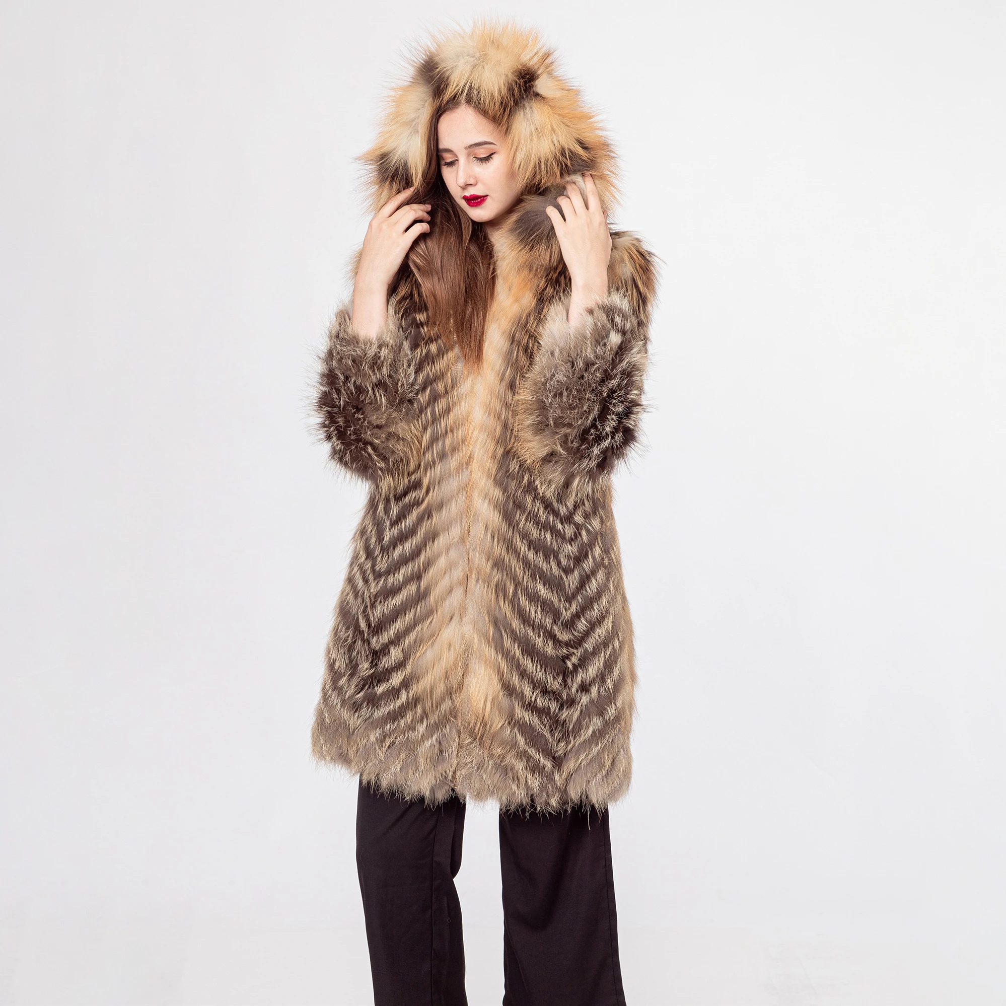 Long Hooded Coat with Hat for Women, Real Natural Red Fox Fur Stripe, Luxury Outerwear, Flowing Furry Coat, New, Spring and Aut
Long Hooded Coat with Hat for Women, Real Natural Red Fox Fur Stripe, Luxury Outerwear, Flowing Furry Coat, New, Spring and Aut