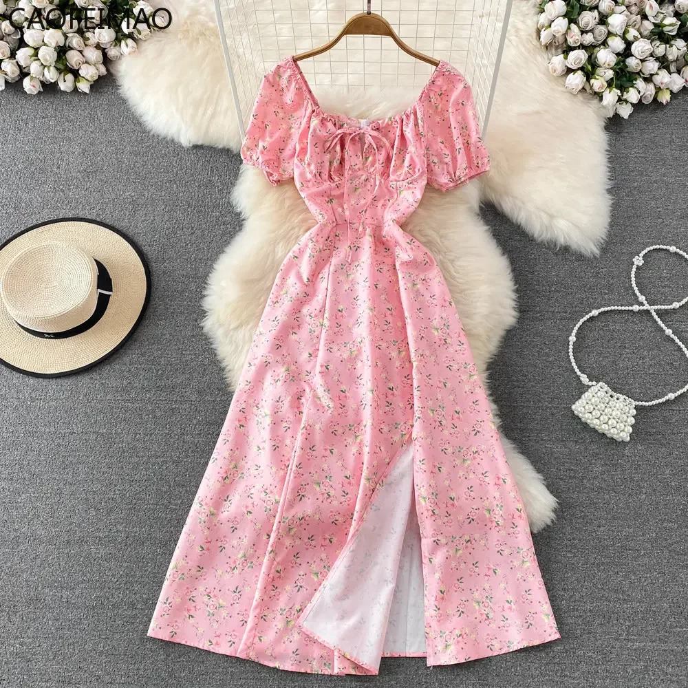 Summer Vintage Dress Blue Floral Summer Bubble Sleeve Tie Up Sexy Dresses Women A-line Print Split Long Dress Elegant Vestidos
Summer Vintage Dress Blue Floral Summer Bubble Sleeve Tie Up Sexy Dresses Women A-line Print Split Long Dress Elegant Vestidos