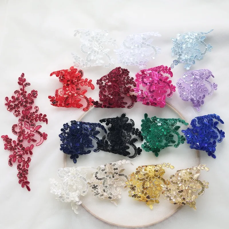 6 Pairs Colorful sequins paired flower lace embroidery trim wedding dress children's wear flower girl accessory lace flower set
6 Pairs Colorful sequins paired flower lace embroidery trim wedding dress children's wear flower girl accessory lace flower set