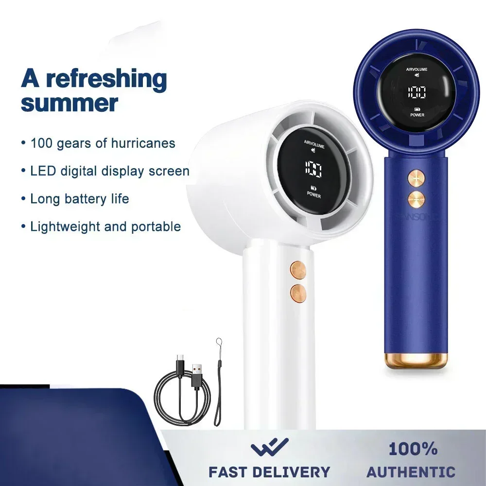 1 Pack 100-Speed Handheld Fan - USB Rechargeable Turbo Cooling with LED Display, Portable Mini Fan for Indoor/Outdoor & Office
1 Pack 100-Speed Handheld Fan - USB Rechargeable Turbo Cooling with LED Display, Portable Mini Fan for Indoor/Outdoor & Office