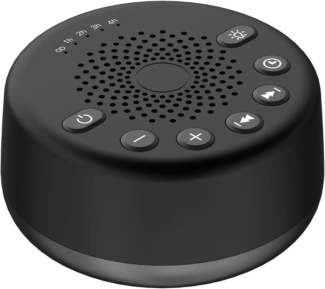 White Noise Machine with 25 Soothing Sounds, Night Light, Memory Function, 32 Volume Levels, 5 Timer, AC/USB, for Sleeping (Black)
White Noise Machine with 25 Soothing Sounds, Night Light, Memory Function, 32 Volume Levels, 5 Timer, AC/USB, for Sleeping (Black)