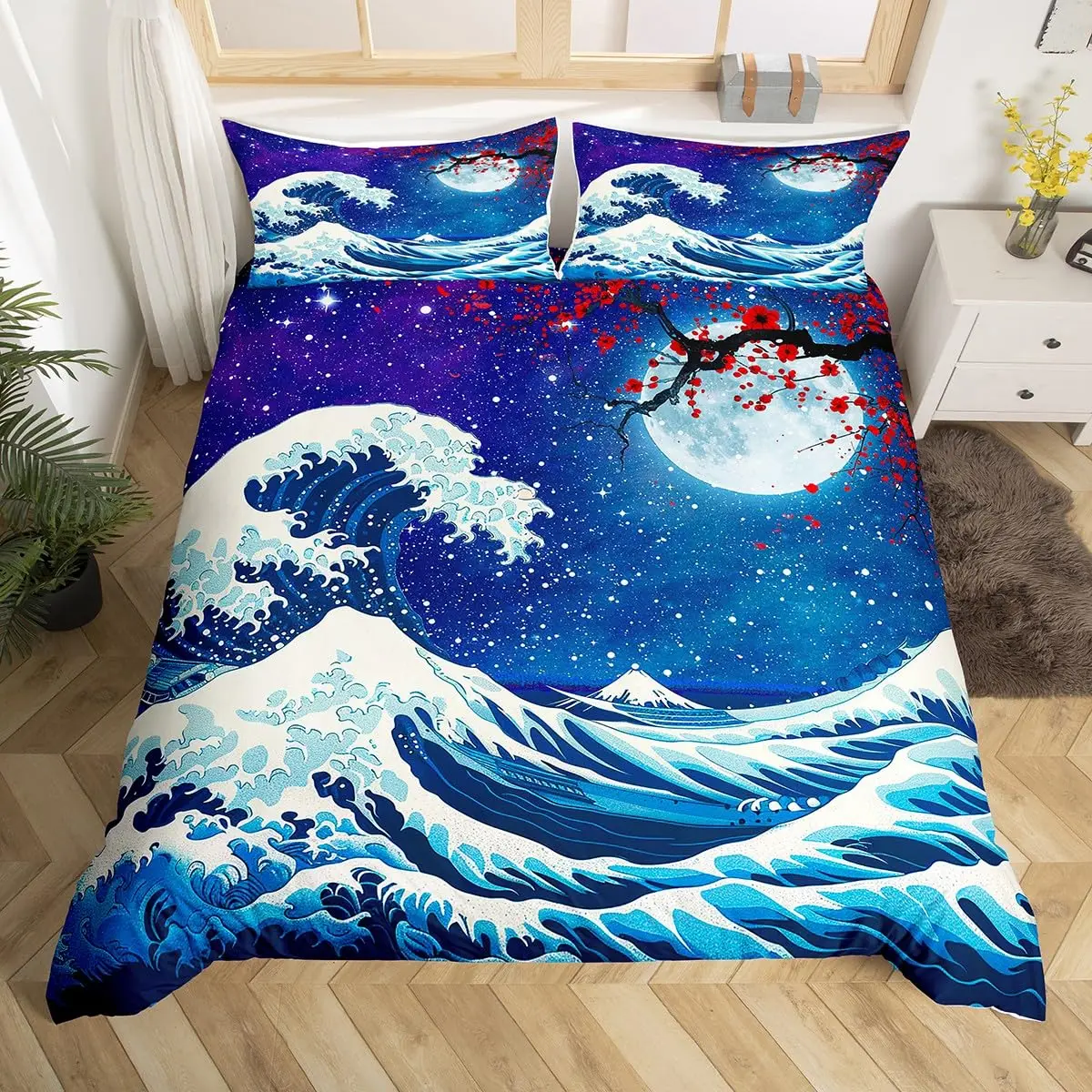 Ocean Wave Duvet Cover Set Twin Queen King Size Japanese Style Bedding Set for Boys Girls Teens Cherry Blossoms Comforter Cover
Ocean Wave Duvet Cover Set Twin Queen King Size Japanese Style Bedding Set for Boys Girls Teens Cherry Blossoms Comforter Cover