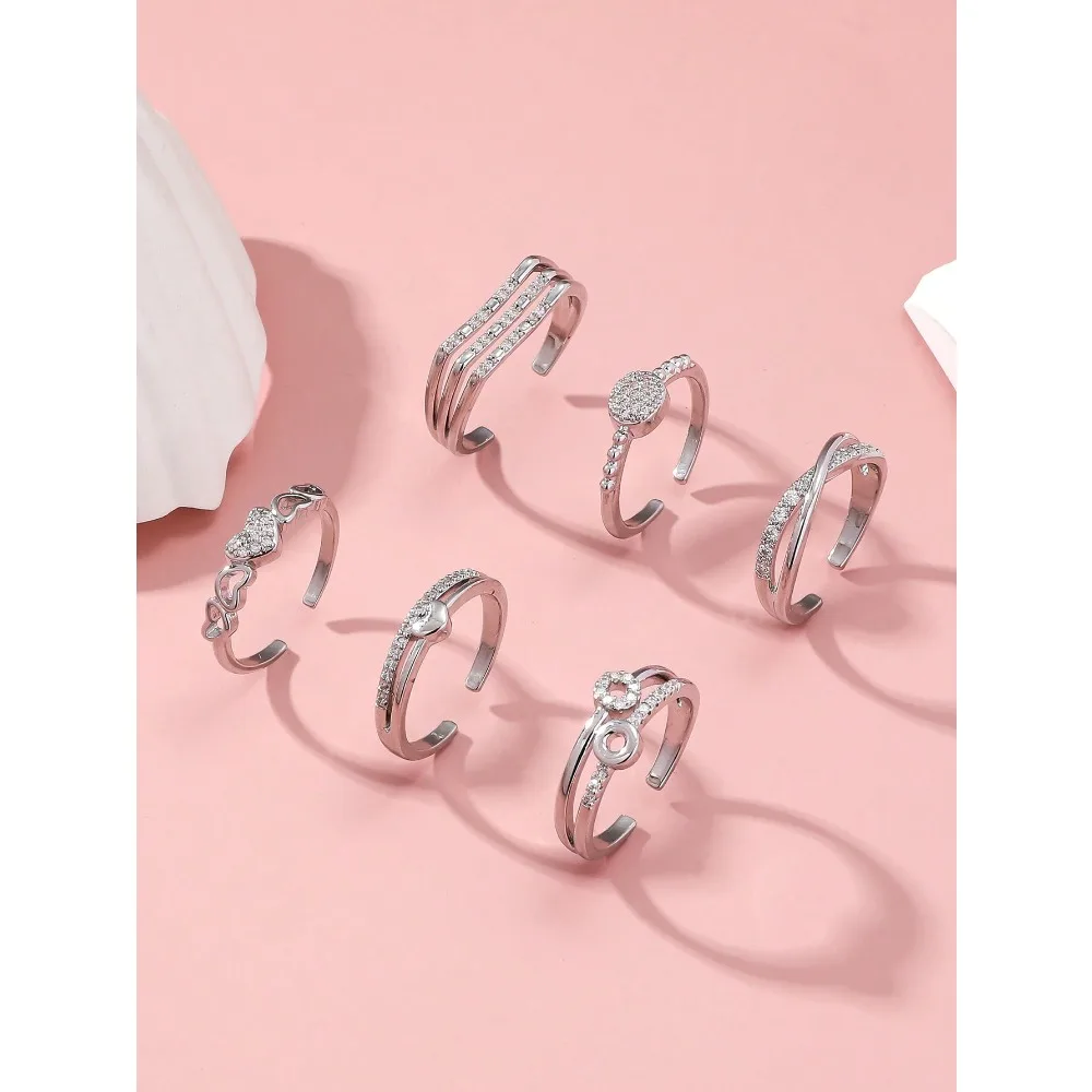 6 Pcs Vintage Style Open Ring Set With Different Pattern Adjustable Silver Women's Festivals
6 Pcs Vintage Style Open Ring Set With Different Pattern Adjustable Silver Women's Festivals