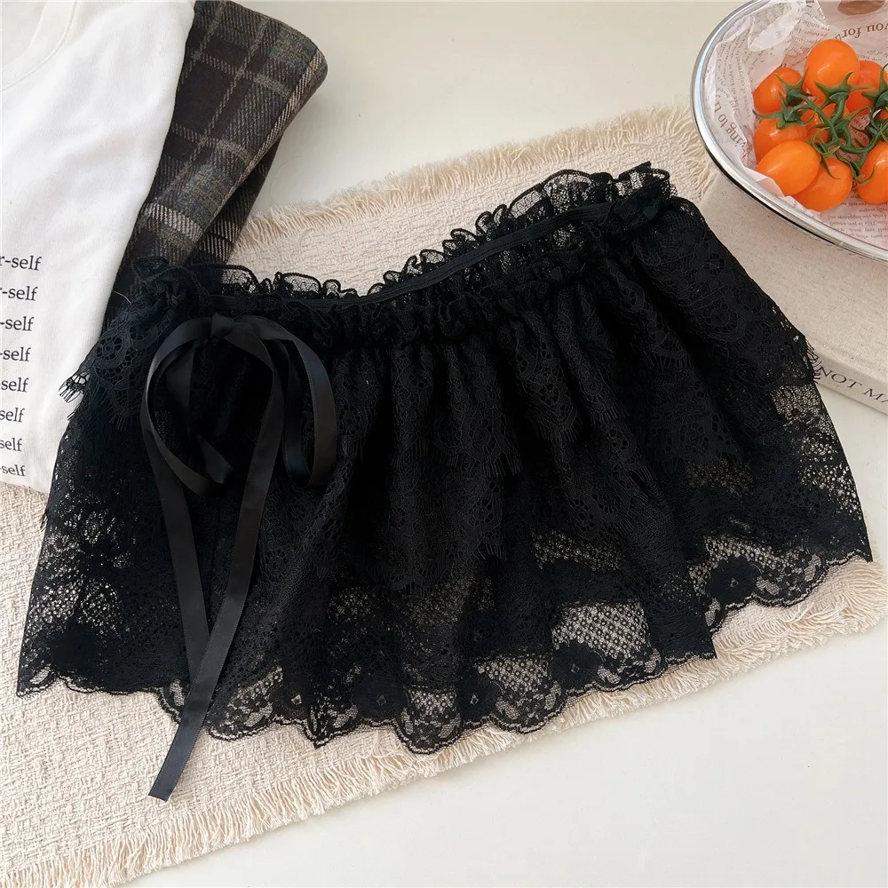 Balletcore White Lace Fart Curtain Lace Up Korean Style Mini Lace Skirts Y2k High Waist Ruffle Short Skirts Jeans Decorative
Balletcore White Lace Fart Curtain Lace Up Korean Style Mini Lace Skirts Y2k High Waist Ruffle Short Skirts Jeans Decorative