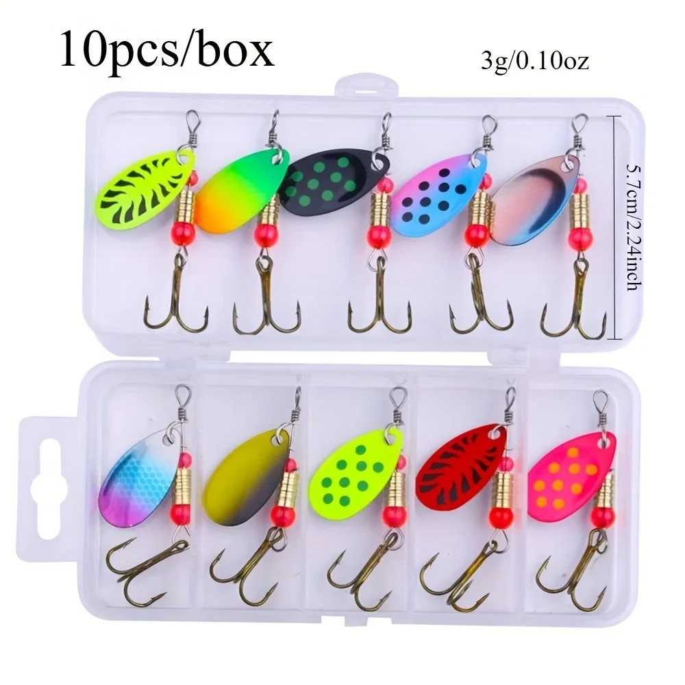 Set of 10 Metal Spoon Spinners, Each Weighing 3G/0.1Oz, Designed for Fishing with Spinner Lures And Tackle
Set of 10 Metal Spoon Spinners, Each Weighing 3G/0.1Oz, Designed for Fishing with Spinner Lures And Tackle