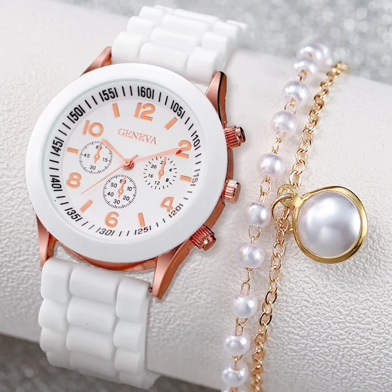 1pc Casual Round Pointer Quartz Watch Analog Silicone Wristwatch & 1pc Bracelet, Gift For Women Girls
1pc Casual Round Pointer Quartz Watch Analog Silicone Wristwatch & 1pc Bracelet, Gift For Women Girls