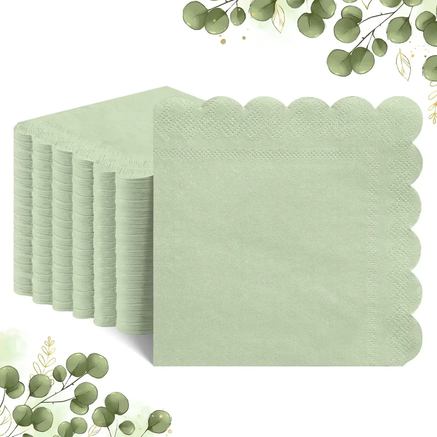 50 Pcs Sage Green Napkins Scalloped Edged Dessert Cocktail Napkins Folded 5 X 5 Inches Disposable Napkins for Dinner Wedding
50 Pcs Sage Green Napkins Scalloped Edged Dessert Cocktail Napkins Folded 5 X 5 Inches Disposable Napkins for Dinner Wedding