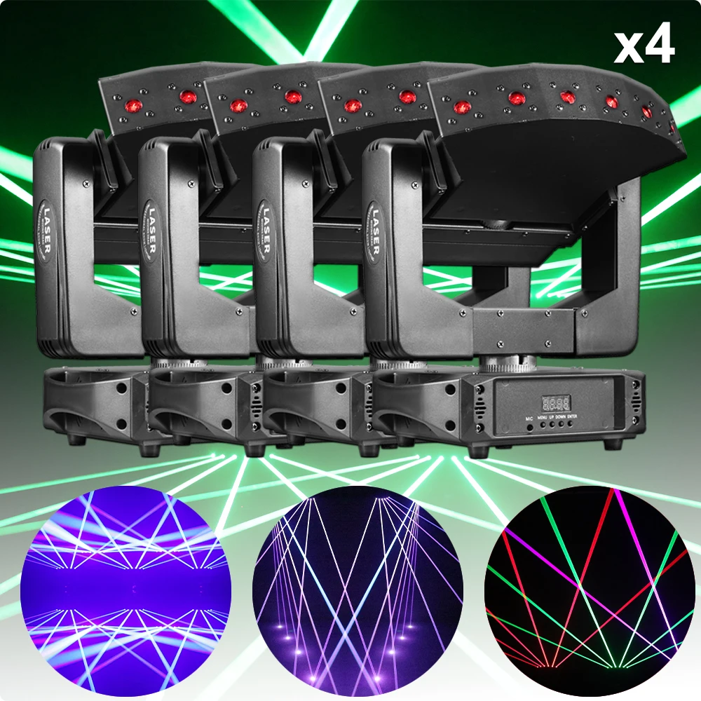 80W RGB 3in1 Laser Stage Light 4 Pack DMX512 Control 15/27 Channels 540° X Axis 180° Y Axis Infinite Rotation for Party DJ Event
80W RGB 3in1 Laser Stage Light 4 Pack DMX512 Control 15/27 Channels 540° X Axis 180° Y Axis Infinite Rotation for Party DJ Event