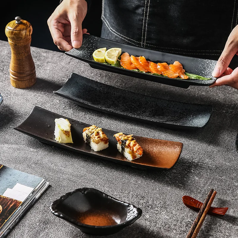 Sushi plate creative ceramic plate Japanese plate Japanese restaurant rectangular plate porcelain plate sushi plate
Sushi plate creative ceramic plate Japanese plate Japanese restaurant rectangular plate porcelain plate sushi plate