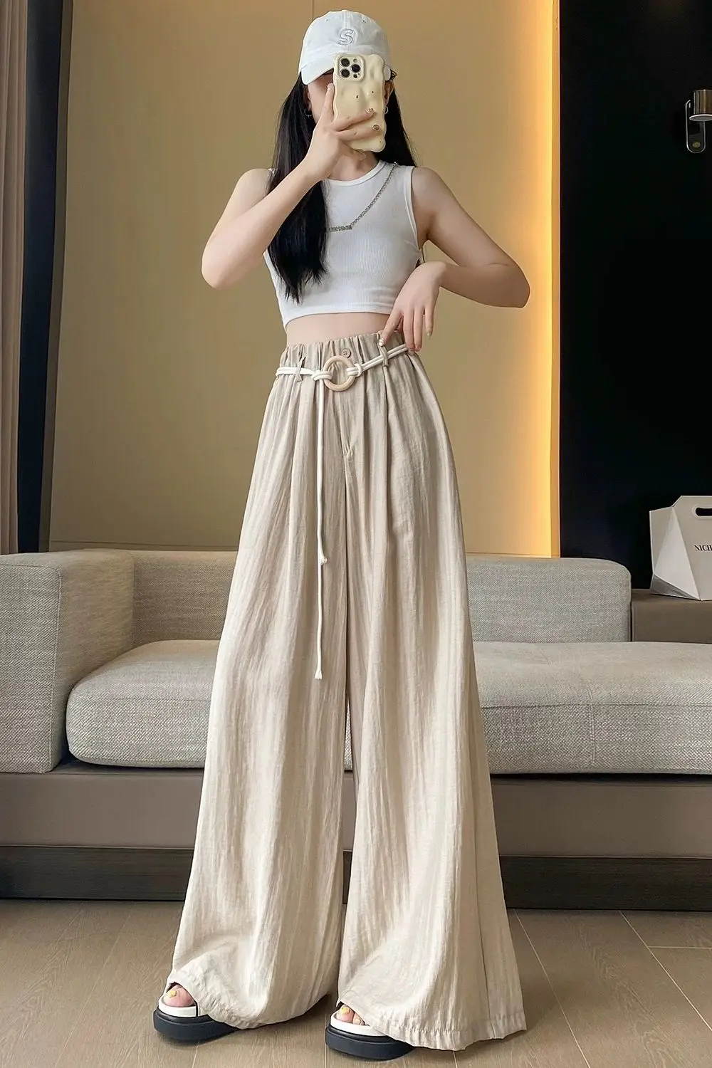 Women Wide Leg Pants Ice Silk Summer New Wrinkle Casual Japanese Lazy Mountain Pants Versatile Yamamoto Casual Pants C309
Women Wide Leg Pants Ice Silk Summer New Wrinkle Casual Japanese Lazy Mountain Pants Versatile Yamamoto Casual Pants C309