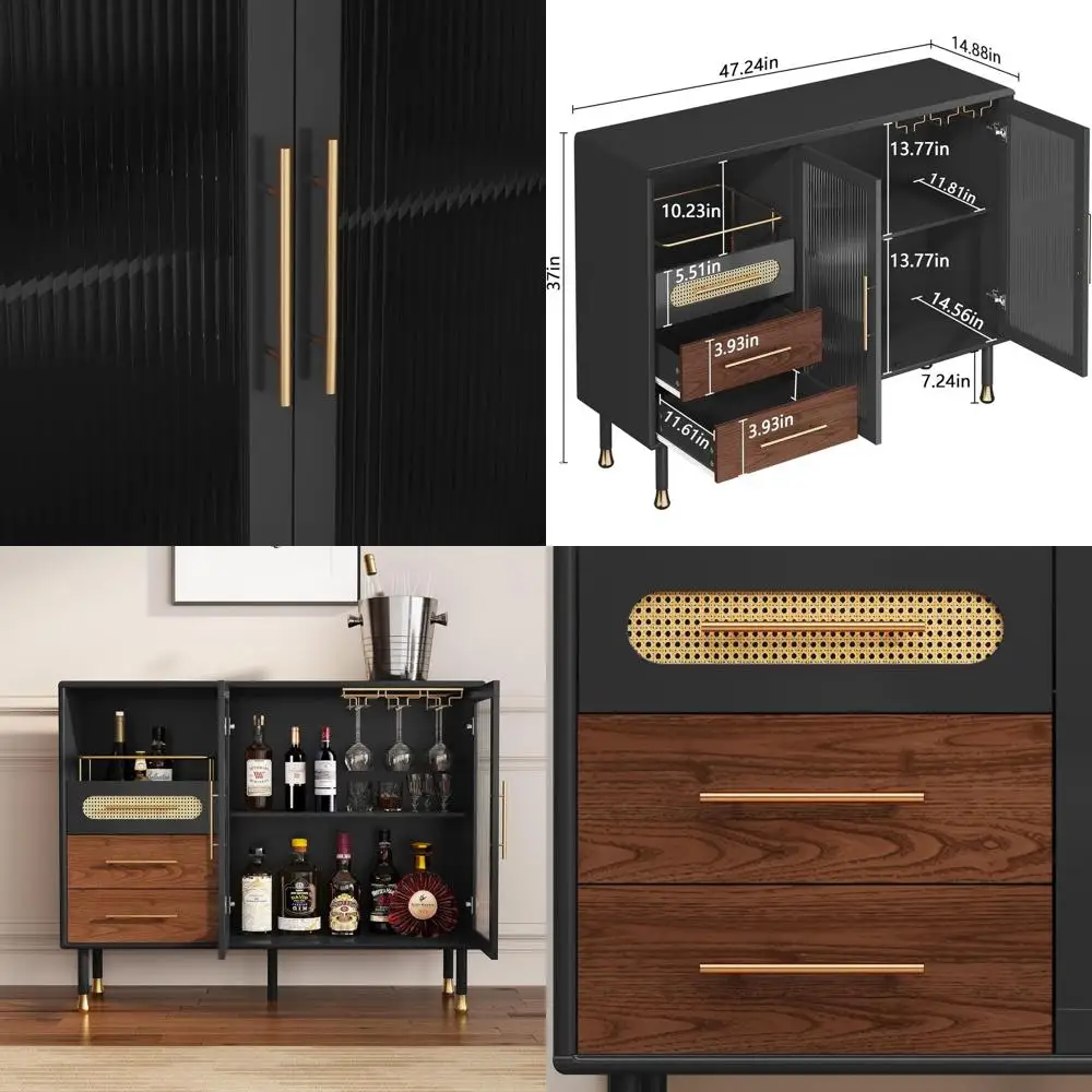 48-inch Coffee Bar Cabinet with Wine Racks and Drawers, Versatile Sideboard for Home Bar Storage in Kitchen, Dining, or Living R
48-inch Coffee Bar Cabinet with Wine Racks and Drawers, Versatile Sideboard for Home Bar Storage in Kitchen, Dining, or Living R