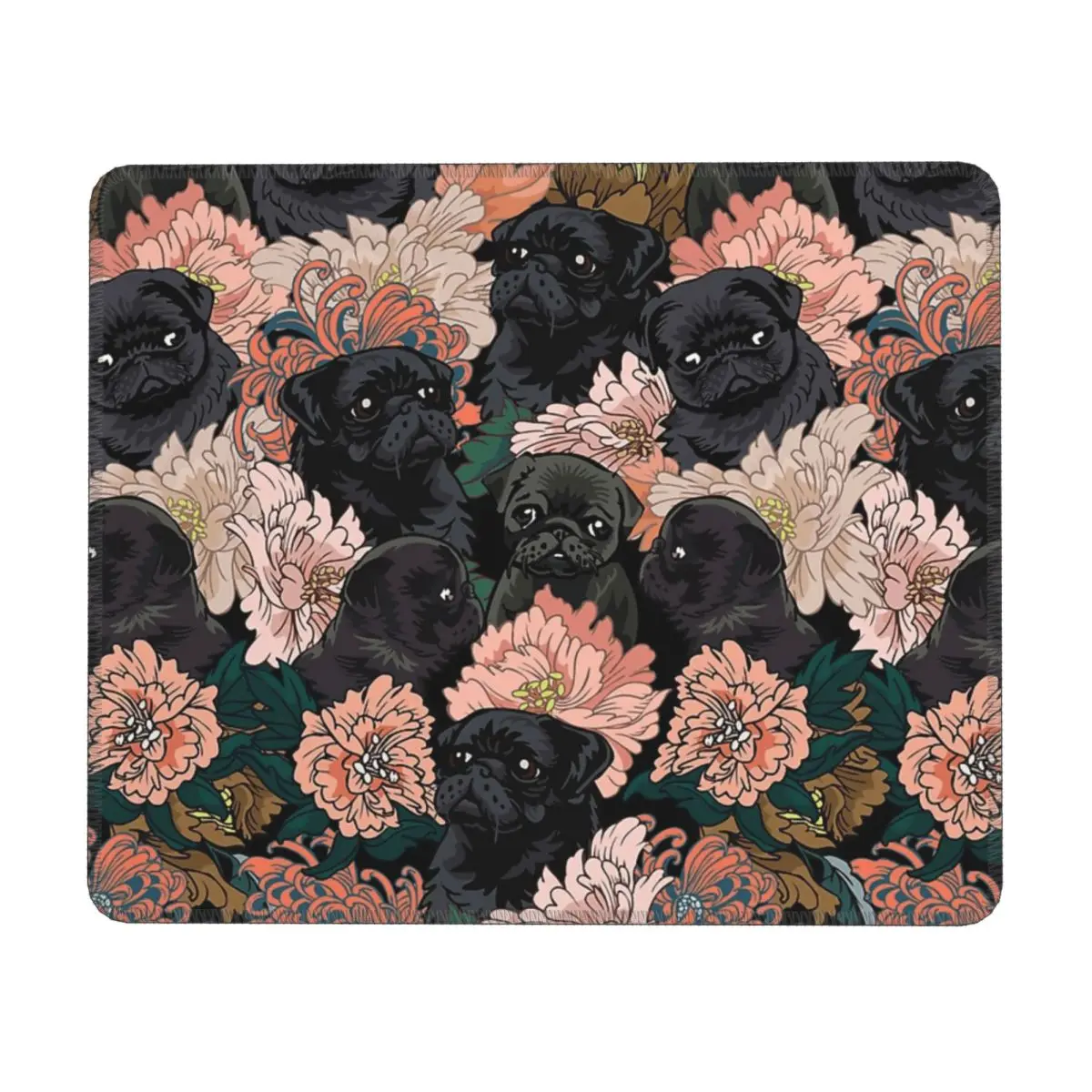 Because Black Pug Multi-size Mouse Pad Computer Keyboard Mouse Mat Gamer PC Laptop Desk Mat Office Accessories Table Mats