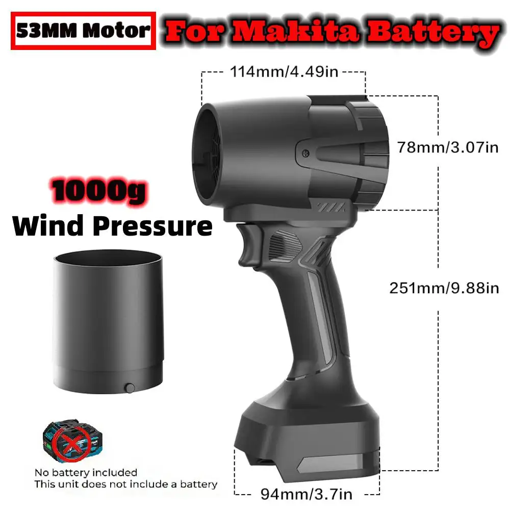 Powerful Air Blower Turbo Fan,Max. 1000g Thrust, 53mm Motor Car Violent Dryer For Makita 18V-21V (No Battery) Car Wash Air Gun
Powerful Air Blower Turbo Fan,Max. 1000g Thrust, 53mm Motor Car Violent Dryer For Makita 18V-21V (No Battery) Car Wash Air Gun
