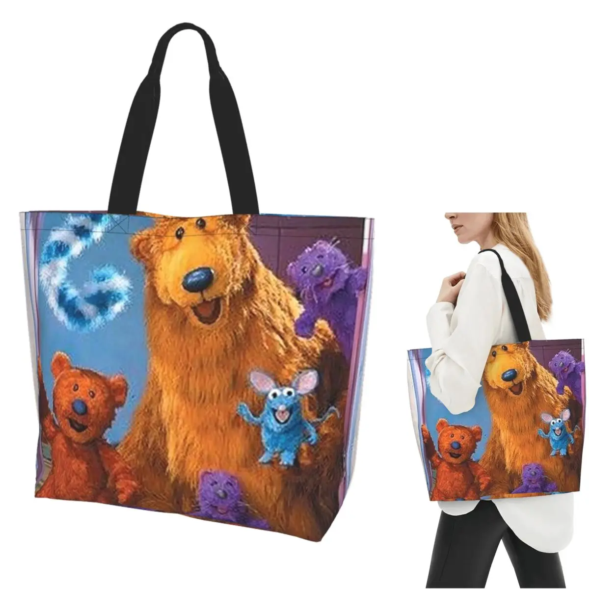 Bear In The Big Blue House Shopping Tote Bag Canvas Large Capacity Shoulder Bags Shopper Grocery Handbag for Women
Bear In The Big Blue House Shopping Tote Bag Canvas Large Capacity Shoulder Bags Shopper Grocery Handbag for Women