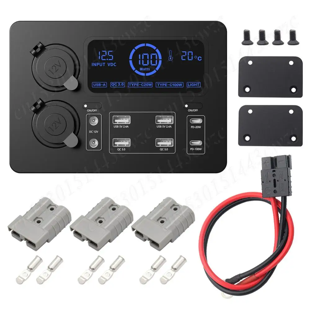 12V 100W Control Hub with LED Lights Mini Power Box USB-C & QC3.0 Ports LCD Display Power Box Adapter for RVs SUVs Boats Cars
12V 100W Control Hub with LED Lights Mini Power Box USB-C & QC3.0 Ports LCD Display Power Box Adapter for RVs SUVs Boats Cars