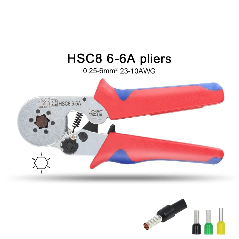 HSC8 6-6A Crimping Pliers 0.25-6mm2 23-10AWG With 1020/700pcs Tube Box Type Needle Type Terminal Crimp Mini Pressure Wire Tools
HSC8 6-6A Crimping Pliers 0.25-6mm2 23-10AWG With 1020/700pcs Tube Box Type Needle Type Terminal Crimp Mini Pressure Wire Tools