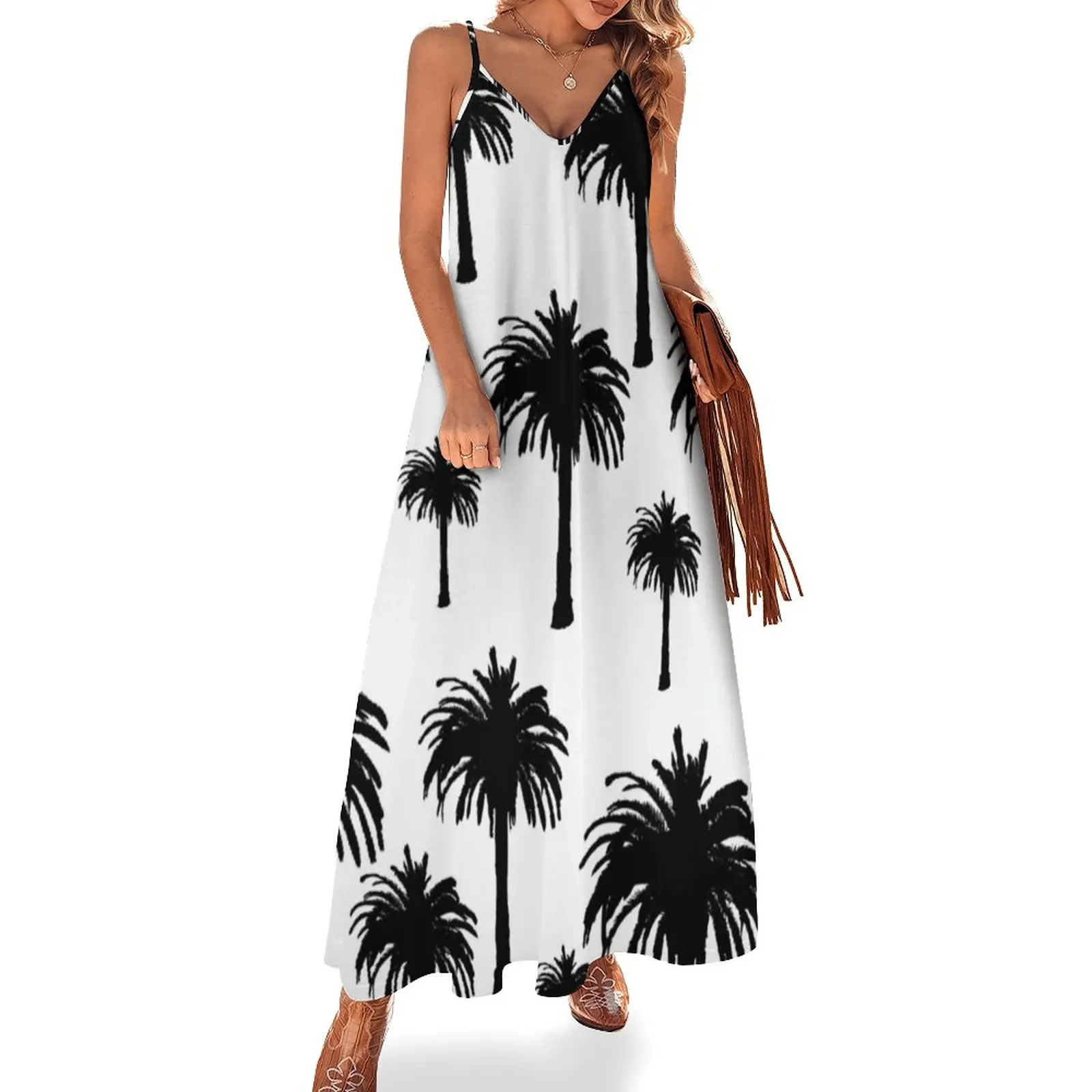 New Black and White Palm Tree Print Sleeveless Dress Woman clothes summer clothes for women
New Black and White Palm Tree Print Sleeveless Dress Woman clothes summer clothes for women