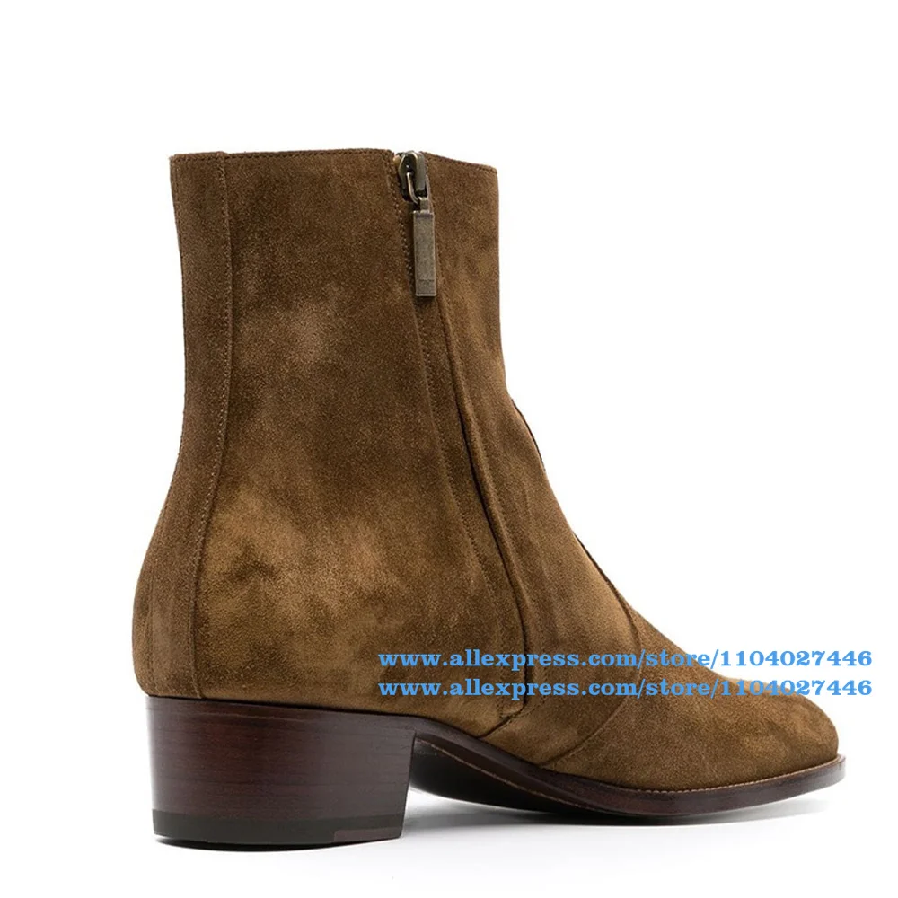 Dark Brown Suede Chelsea Boots High-Top Side Zipper Leather Shoes Booties Trendy Height Increased Breathable Handmade Men Boots
Dark Brown Suede Chelsea Boots High-Top Side Zipper Leather Shoes Booties Trendy Height Increased Breathable Handmade Men Boots