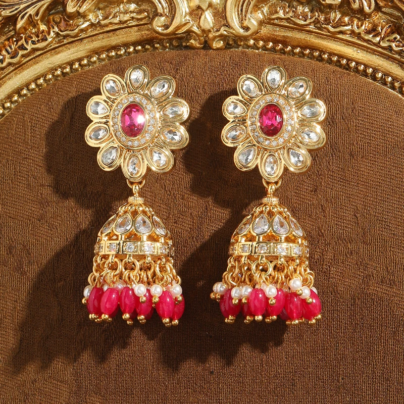 Vintage Gold Color Crystal Red Flower Drop Earrings Dangle Large Tassel Hollow Natural Stone Jewelry Women Luxury Wedding Charms
Vintage Gold Color Crystal Red Flower Drop Earrings Dangle Large Tassel Hollow Natural Stone Jewelry Women Luxury Wedding Charms
