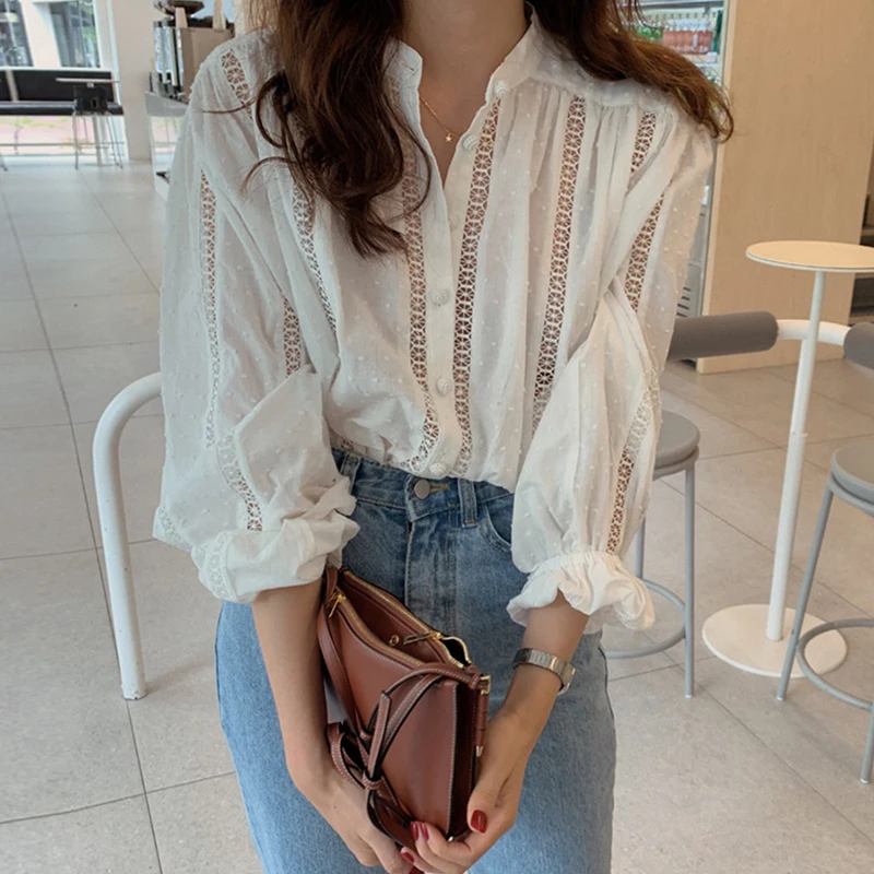 Spring Autumn 2025 Korean Style Hollow Out Long Sleeve Shirt Loose White Blouse Female Outwear tops (JL2140
Spring Autumn 2025 Korean Style Hollow Out Long Sleeve Shirt Loose White Blouse Female Outwear tops (JL2140