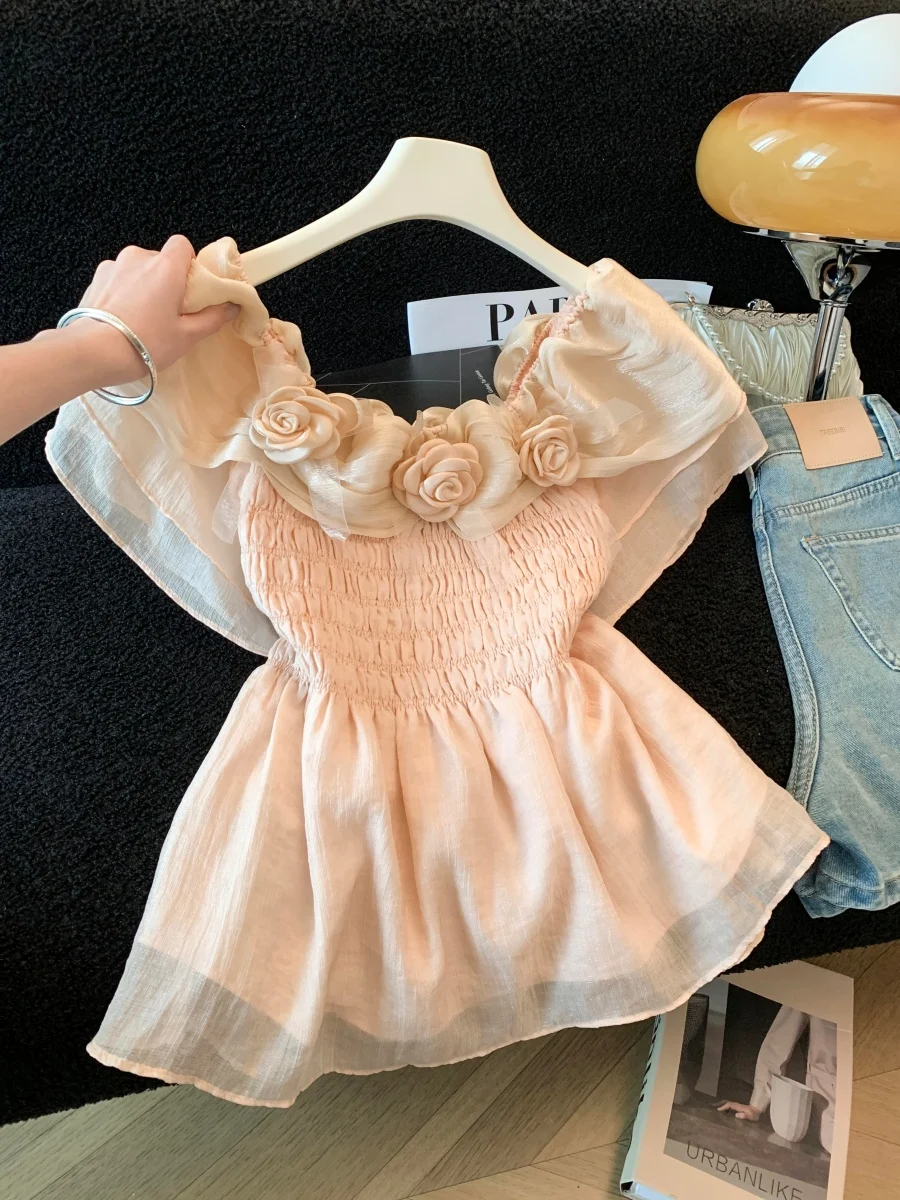 Pink Ruffle Sleeve Chiffon Top Women's Slim Fit Summer New Style Floral 3D Printing Lace Shirt Female Fashion Trend 2026
Pink Ruffle Sleeve Chiffon Top Women's Slim Fit Summer New Style Floral 3D Printing Lace Shirt Female Fashion Trend 2026