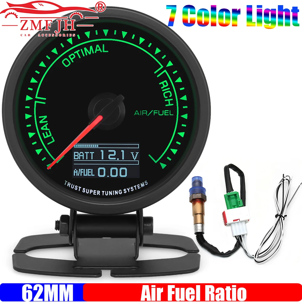 ZMFJH 7 Color LED Pointer 62MM Air Fuel Raito with Bracket 12V Car Digital AFR Gauge for Narrowband Oxygen Sensor OE0258006028
ZMFJH 7 Color LED Pointer 62MM Air Fuel Raito with Bracket 12V Car Digital AFR Gauge for Narrowband Oxygen Sensor OE0258006028