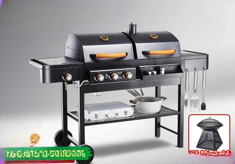 For charcoal gas dual-purpose courtyard outdoor barbecue grill household villa gas barbecue grill charcoal large American BBQ
For charcoal gas dual-purpose courtyard outdoor barbecue grill household villa gas barbecue grill charcoal large American BBQ