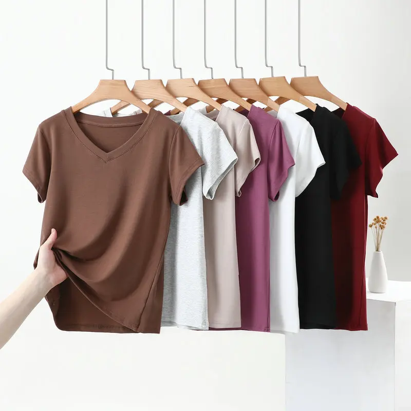 Stretch Cotton U-Neck Short Sleeve Women's Tee 2025 Summer New Solid Basic Regular Fit Lightweight Top
Stretch Cotton U-Neck Short Sleeve Women's Tee 2025 Summer New Solid Basic Regular Fit Lightweight Top