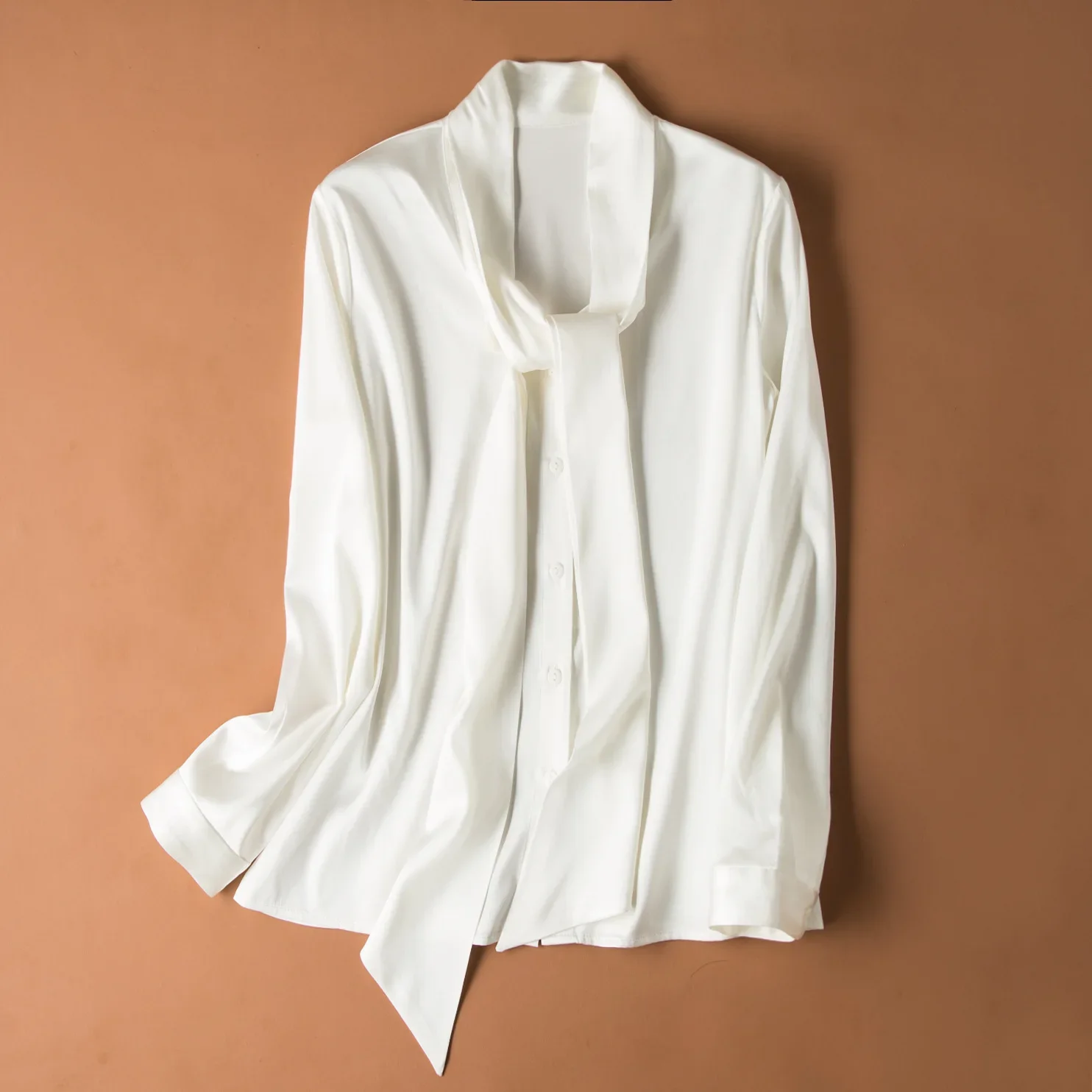 Mulberry Silk Satin Shirt With Long Tie Women's Long-sleeved Mulberry Silk Shirt Silk Blouse Fashion Bottoming Top 2025 New
Mulberry Silk Satin Shirt With Long Tie Women's Long-sleeved Mulberry Silk Shirt Silk Blouse Fashion Bottoming Top 2025 New