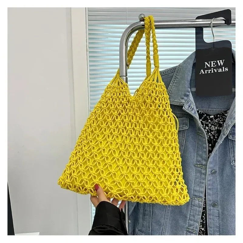 Mesh Solid Color Hollow Shoulder Bags Summer Versatile Vacation 2025 High Quality String Minimalist New Women's Tote Bag 
Mesh Solid Color Hollow Shoulder Bags Summer Versatile Vacation 2025 High Quality String Minimalist New Women's Tote Bag