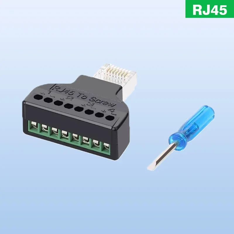 Винтовая клеммная колодка RJ45, обжимная проволочная головка без инструментов, без сварки, сетчатая проволочная головка, сетевой адаптер промышленного управления RJ45
Винтовая клеммная колодка RJ45, обжимная проволочная головка без инструментов, без сварки, сетчатая проволочная головка, сетевой адаптер промышленного управления RJ45