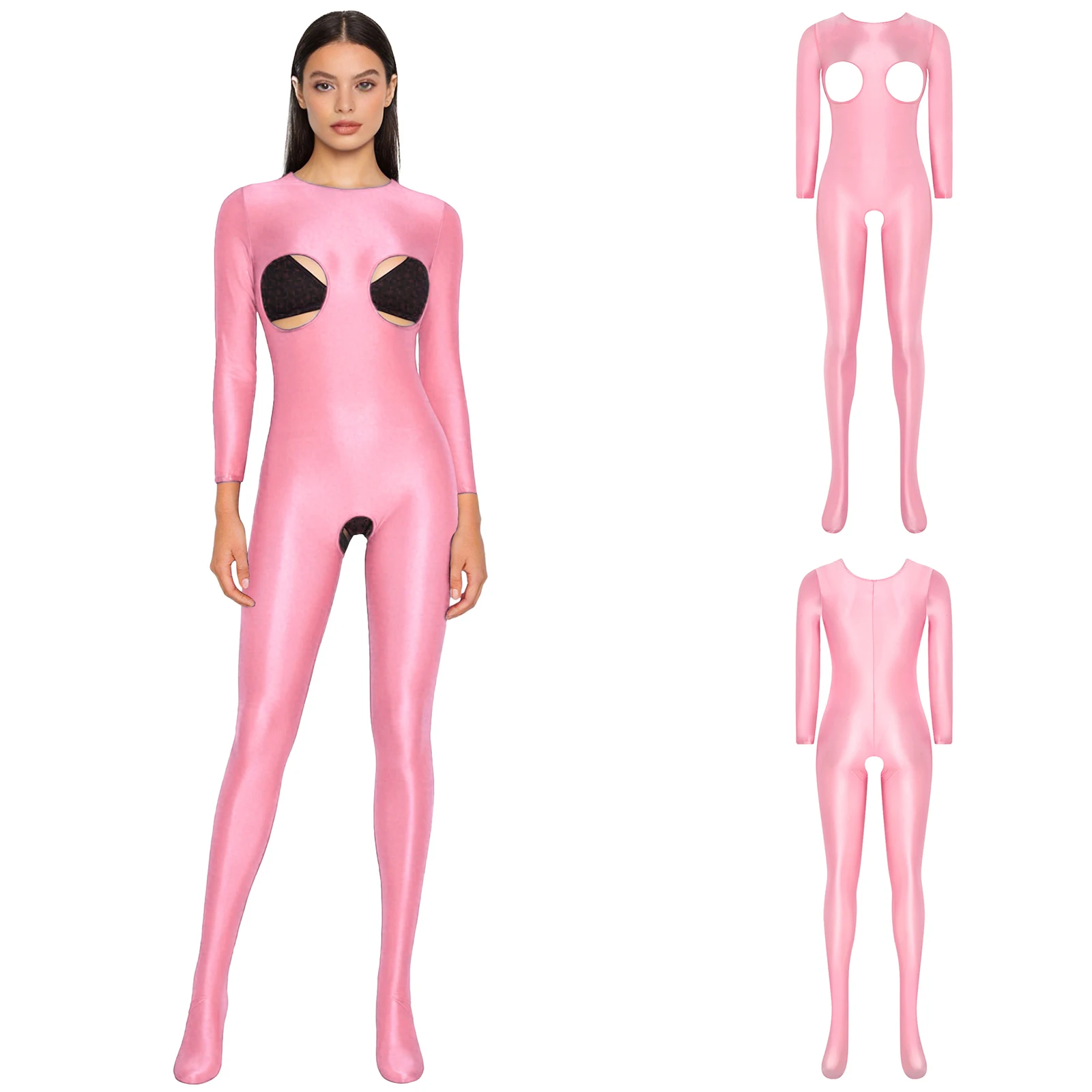 Women Glossy Stretchy Nightwear Unitard Cutout Cup Long Sleeve Footed Tights Bodysuit Sparkly Sexy for Rave Party Anniversary
Women Glossy Stretchy Nightwear Unitard Cutout Cup Long Sleeve Footed Tights Bodysuit Sparkly Sexy for Rave Party Anniversary